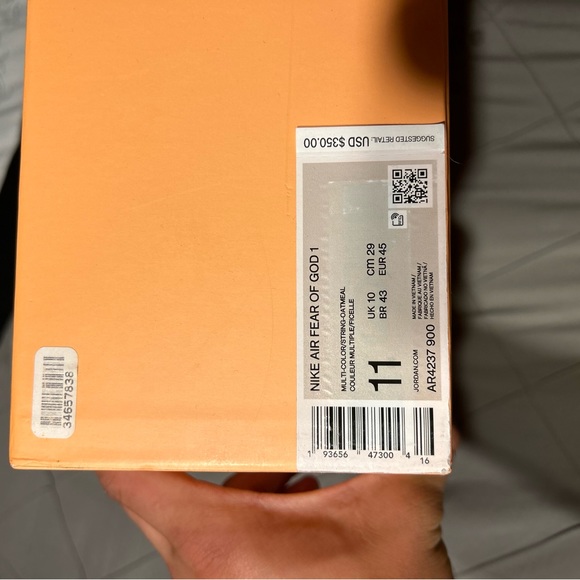 Size 11 - Nike Air Fear of God 1 Oatmeal 2019 - Picture 6 of 7